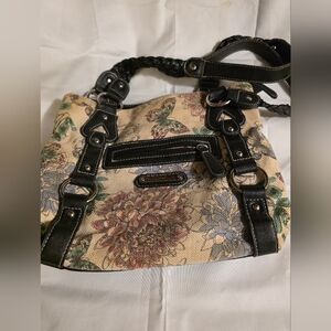 Stone Mountain Accessories Floral Shoulder Bag with Black Trim